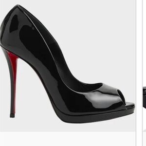 Christian Louboutin Black and Red Peep-Toe Heels